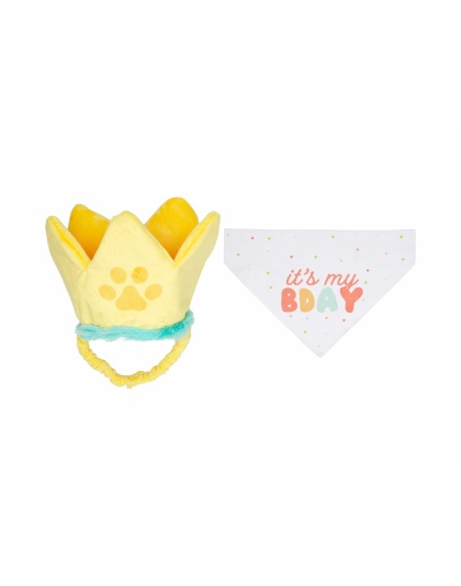 Pearhead Happy Barkday Pet Bandana Hat Set Medium/Large 2pc