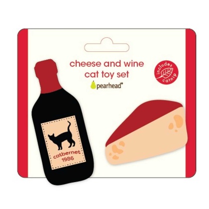 Pearhead Wine and Cheese Cat Toy Set 2pc