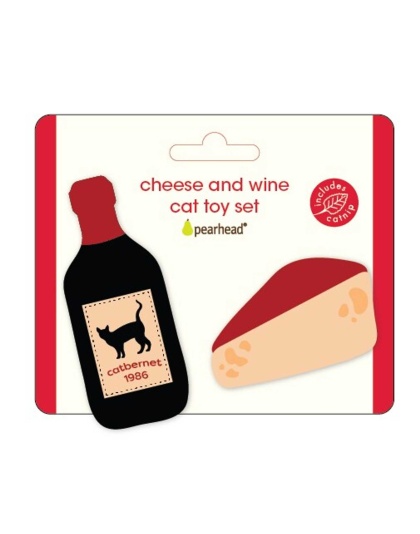 Pearhead Wine and Cheese Cat Toy Set 2pc