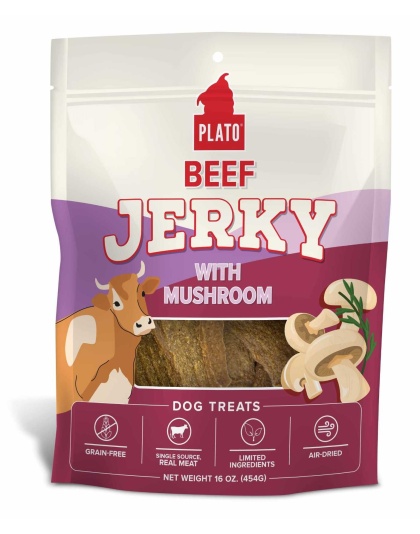 Plato Beef Jerky with Mushroom Dog Treats  - 16oz