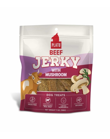 Plato Beef Jerky with Mushroom Dog Treats  - 7oz