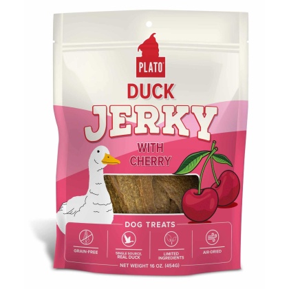 Plato Duck Jerky with Cherry Dog Treats  - 16oz