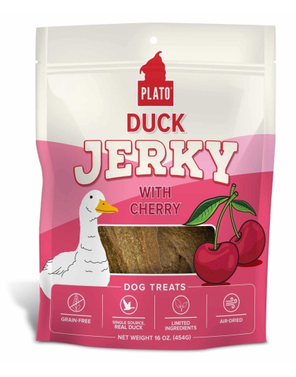 Plato Duck Jerky with Cherry Dog Treats  - 16oz