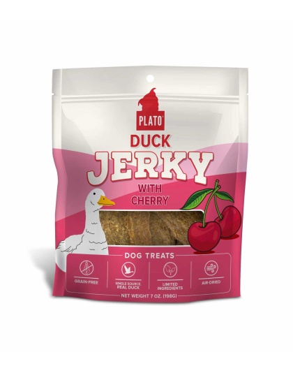 Plato Duck Jerky with Cherry Dog Treats  - 7oz