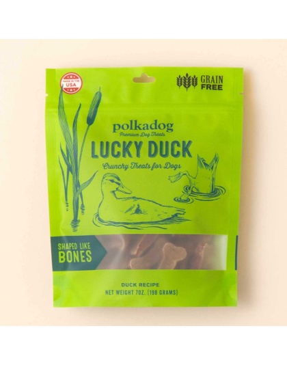 Polkadog Lucky Duck Bone Shaped Crunchy Dog Treats 7oz