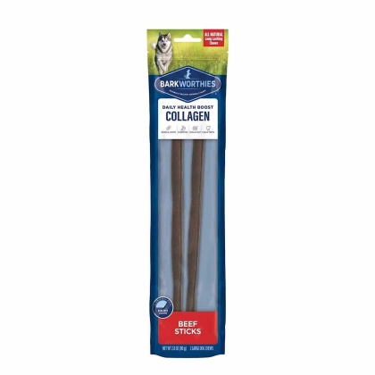 Barkworthies Collagen Beef Sticks Plain  - 12" 2pk