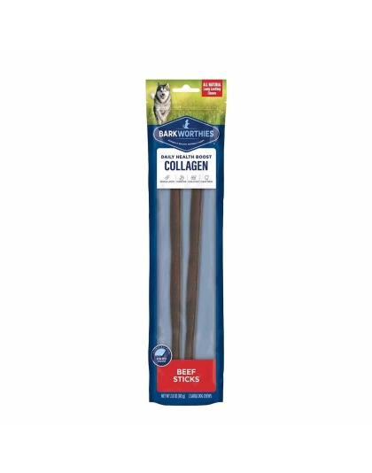 Barkworthies Collagen Beef Sticks Plain  - 12" 2pk