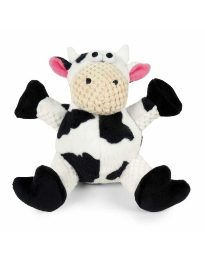 goDog Checkers Sitting Cow Plush Dog Toy Small