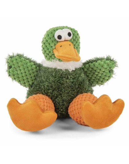 goDog Checkers Sitting Duck Plush Dog Toy Small