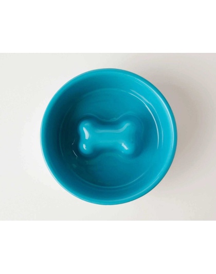 Blue - Jax & Bones Bone Slow Feeder Bowl  - Large