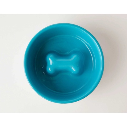 Blue - Jax & Bones Bone Slow Feeder Bowl  - Medium