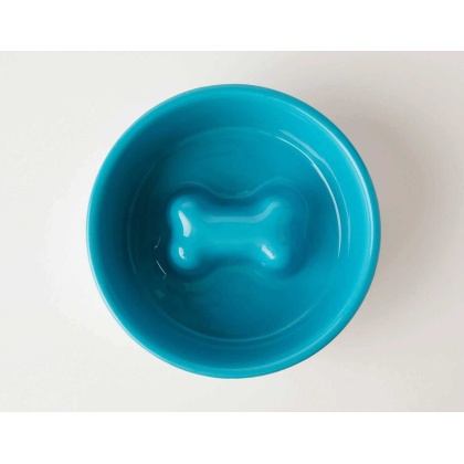 Blue - Jax & Bones Bone Slow Feeder Bowl  - Small