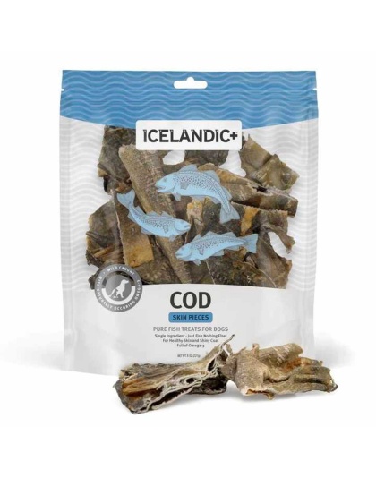 Icelandic + Cod Skin Pieces Dog Fish Treat 8oz Bag