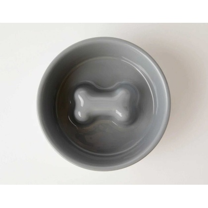 Grey - Jax & Bones Bone Slow Feeder Bowl  - Small