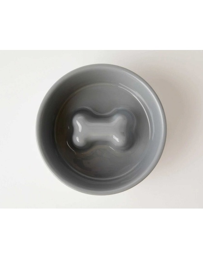 Grey - Jax & Bones Bone Slow Feeder Bowl  - Small