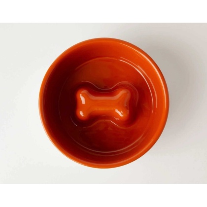 Orange - Jax & Bones Bone Slow Feeder Bowl  - Large