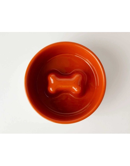 Orange - Jax & Bones Bone Slow Feeder Bowl  - Small