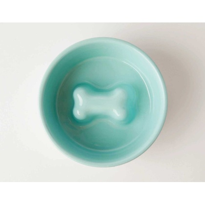 Teal - Jax & Bones Bone Slow Feeder Bowl  - Large