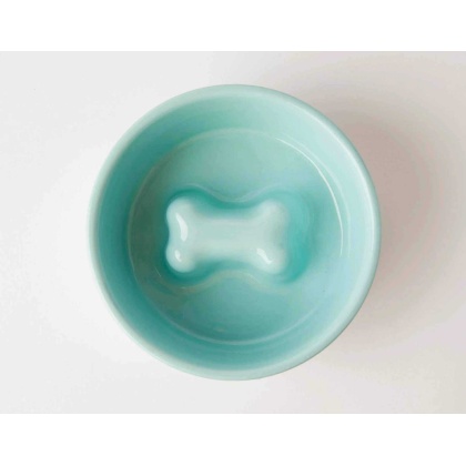 Teal - Jax & Bones Bone Slow Feeder Bowl  - Medium