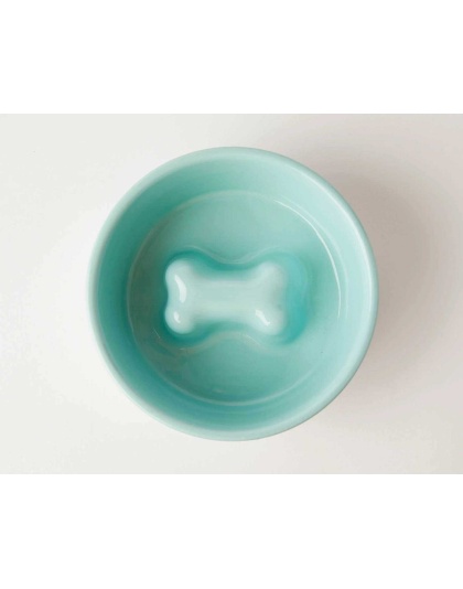 Teal - Jax & Bones Bone Slow Feeder Bowl  - Small