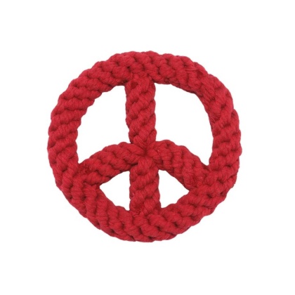 Red - Jax & Bones Peace Sign Rope Dog Toy  - 7"