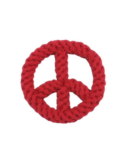 Red - Jax & Bones Peace Sign Rope Dog Toy  - 7"