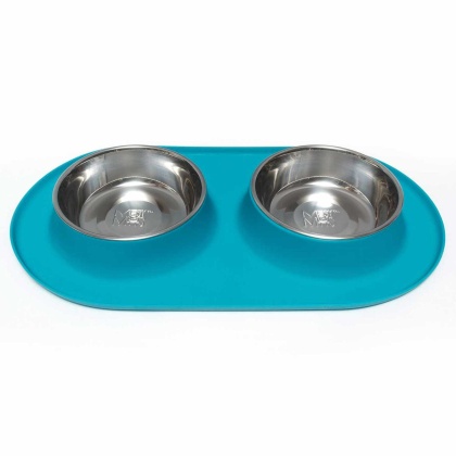 Blue - Messy Mutts Double Silicone Feeder  - Large