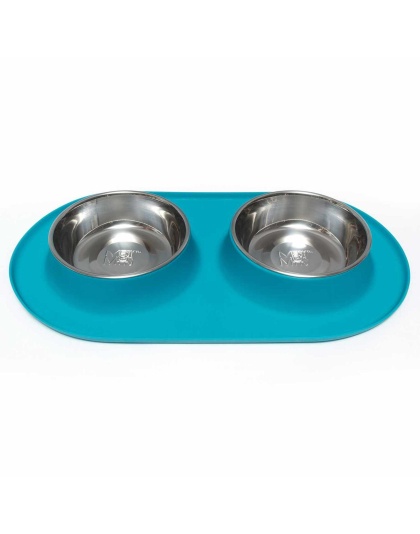 Blue - Messy Mutts Double Silicone Feeder  - Large