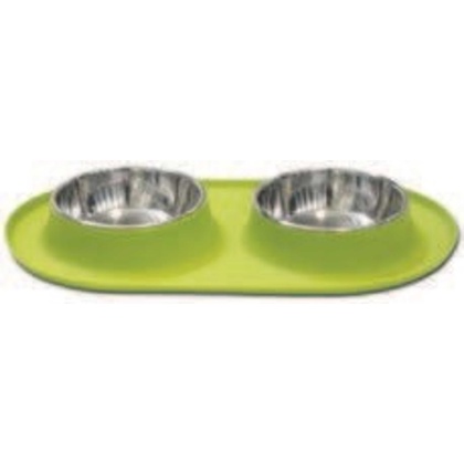 Warm Grey - Messy Mutts Double Silicone Feeder  - Large