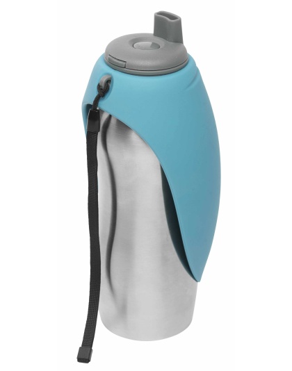 Blue - Messy Mutts Stainless w/Silicone Travel Water Bottle  - 24oz