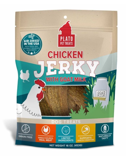 Plato Pet Treats Chicken Jerky with Goat's Milk  - 16oz