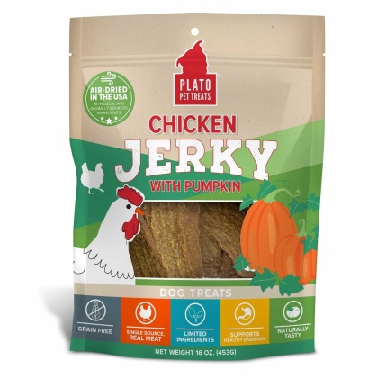 Plato Pet Treats Chicken Jerky with Pumpkin  - 16oz