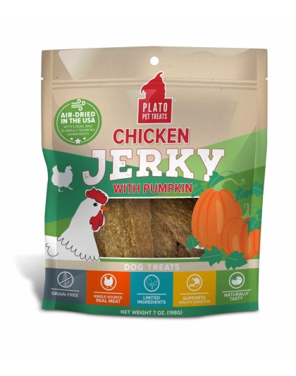 Plato Pet Treats Chicken Jerky with Pumpkin  - 7oz