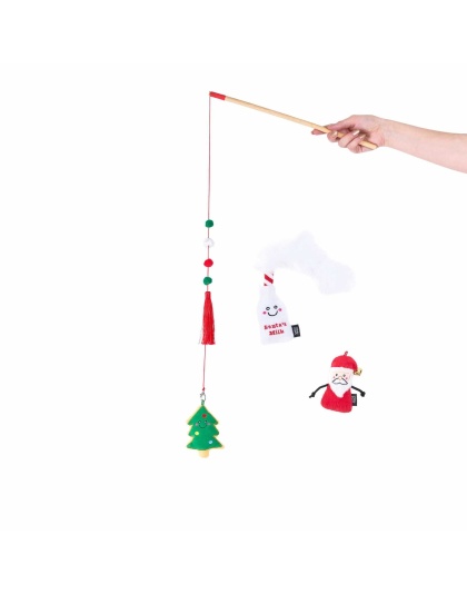 ZippyClaws Holiday ZippyStick Santa with Cookies & Milk Cat Toy