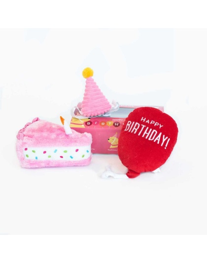 Pink - ZippyPaws Birthday Box  - 3pc