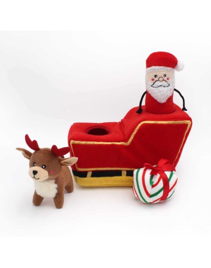 ZippyPaws Holiday Burrow(TM) Santa's Sleigh Plush Dog Toy