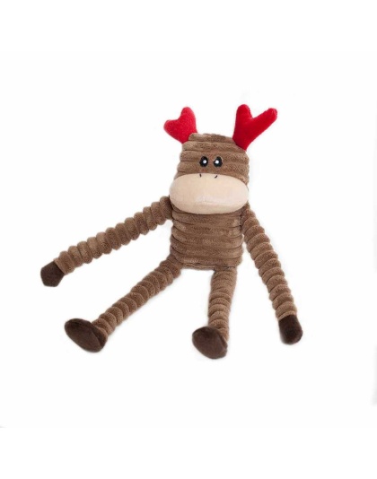 ZippyPaws Holiday Crinkle Reindeer Plush Dog Toy  - Small