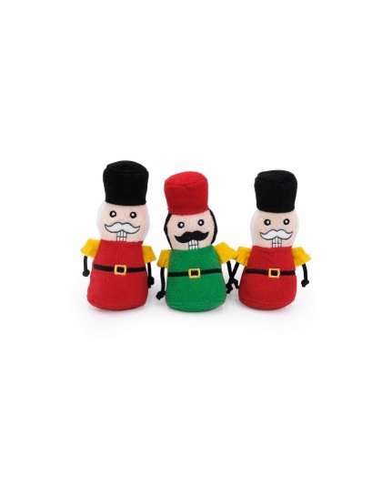 ZippyPaws Holiday Miniz Nutcrackers Plush Dog Toy 3pk