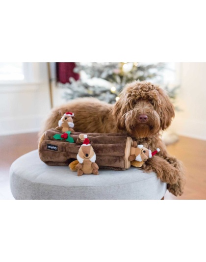 ZippyPaws Holiday Zippy Burrow Yule Log Plush Dog Toy