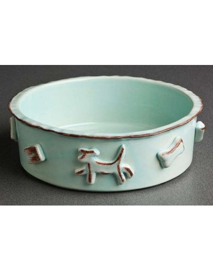 Baby Blue - Carmel Ceramica Dog Food/Water Bowl - Medium