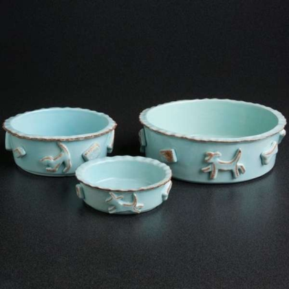 Baby Blue - Carmel Ceramica Dog Food/Water Bowl - Small