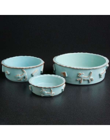 Baby Blue - Carmel Ceramica Dog Food/Water Bowl - Small