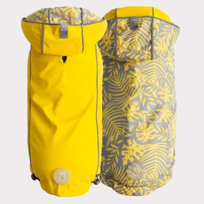 Yellow - GF Pet Reversible ElastoFit Raincoat  - Medium